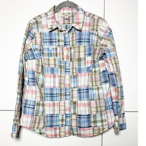 L.L.Bean Madras Plaid Button Down Shirt Size Small Preppy Old Money Granola